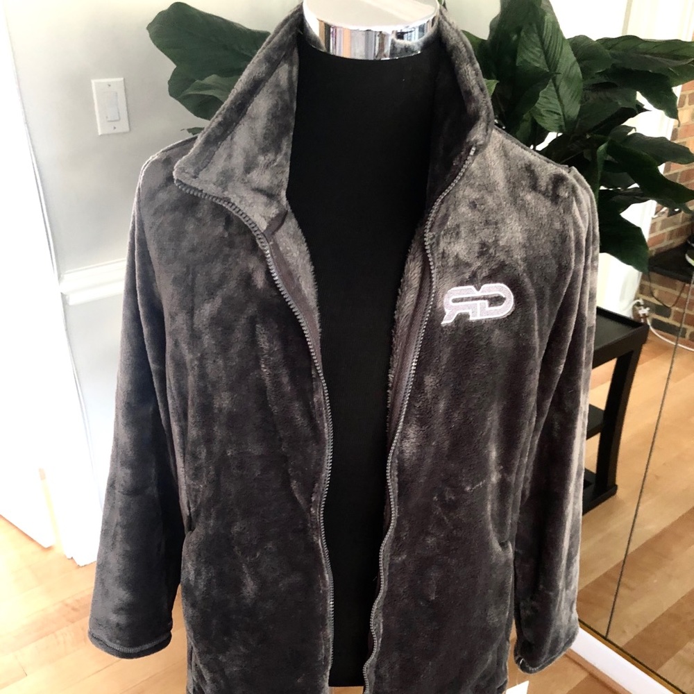 Women’s Plus Size Gray Luxe Sherpa Fleece Jacket
